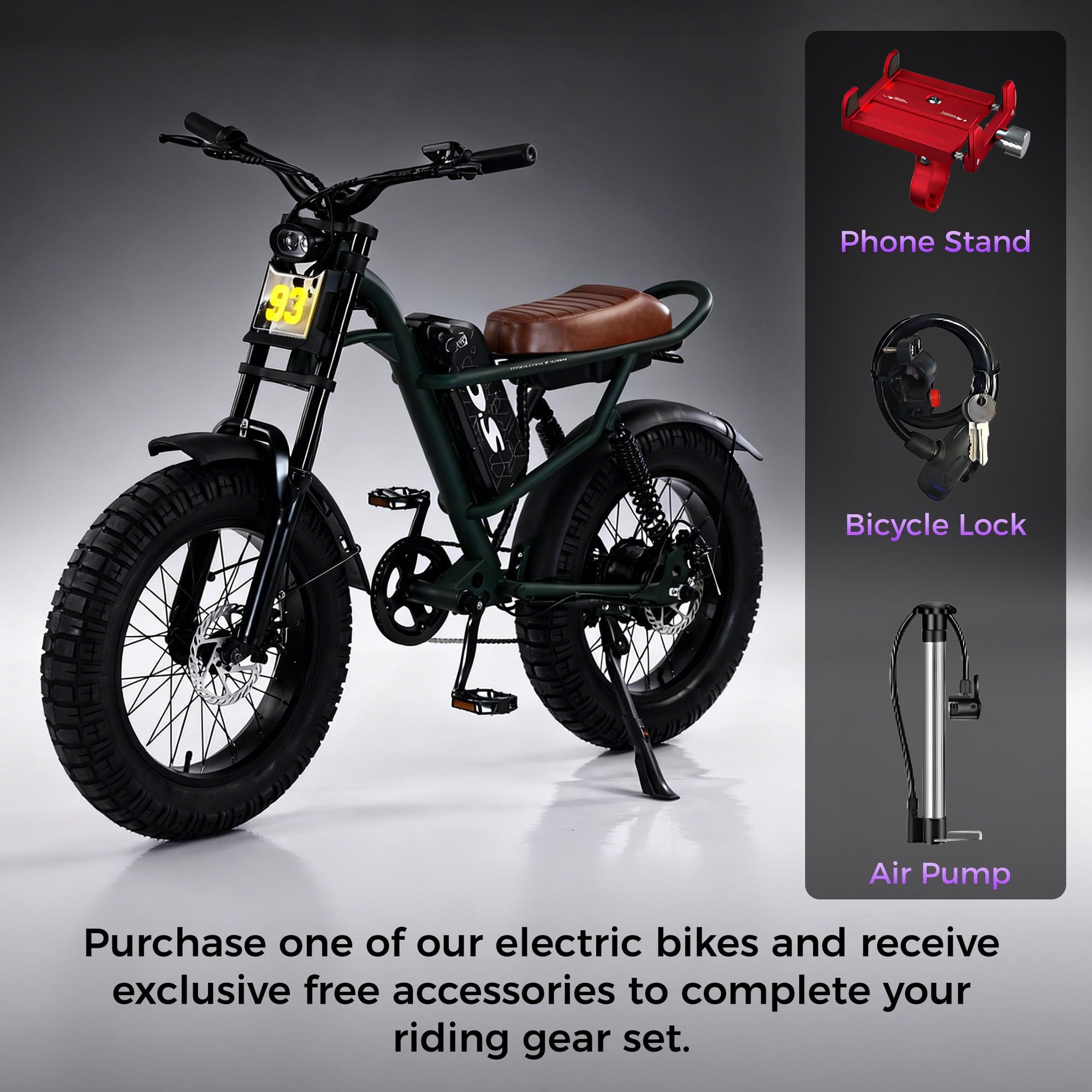 DRIFT.SLIDE D93 Pro Electric Bike for Adults, 1500W Peak Ebike, 20 Mountain Bike, 48V 20.8Ah Waterproof Removable Battery, 28 mph Max – Brown