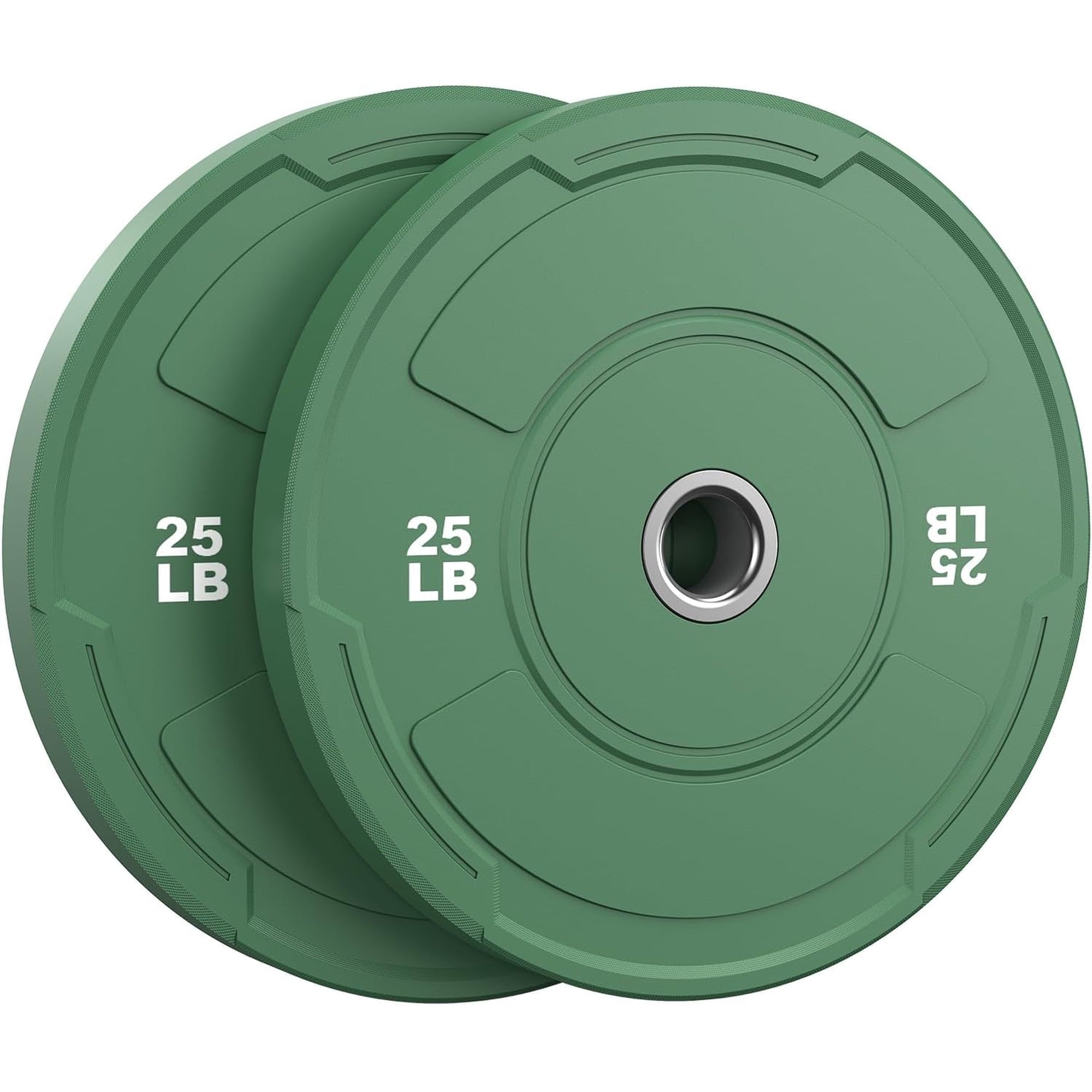 2-Inch Olympic Bumper Plates Set, 2pcs-25lb Colored Virgin Rubber Weight Barbell Plates for Strength Training, Home Gym Weightlifting