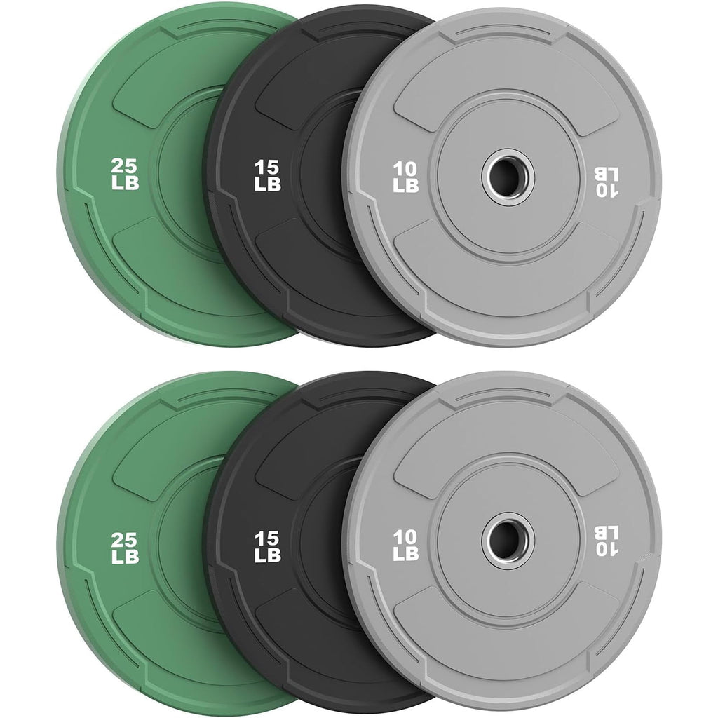 2-Inch Olympic Bumper Plates Set, 6Pcs(each pair 10,15,25 lb) Colored Virgin Rubber Weight Barbell Plates for Strength Training, Home Gym Weightlifting