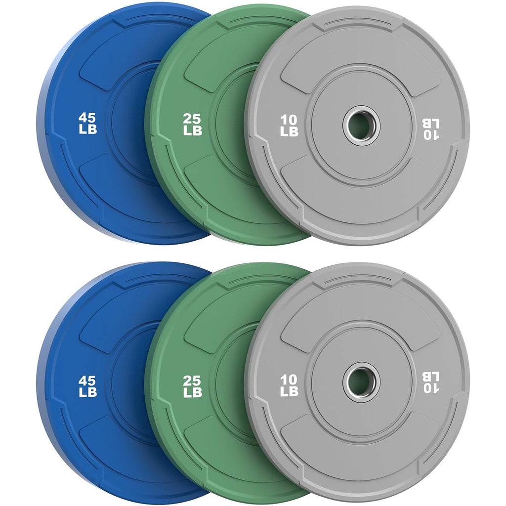 2-Inch Olympic Bumper Plates Set, 6Pcs(each pair 10,25,45 lb) Colored Virgin Rubber Weight Barbell Plates for Strength Training, Home Gym Weightlifting