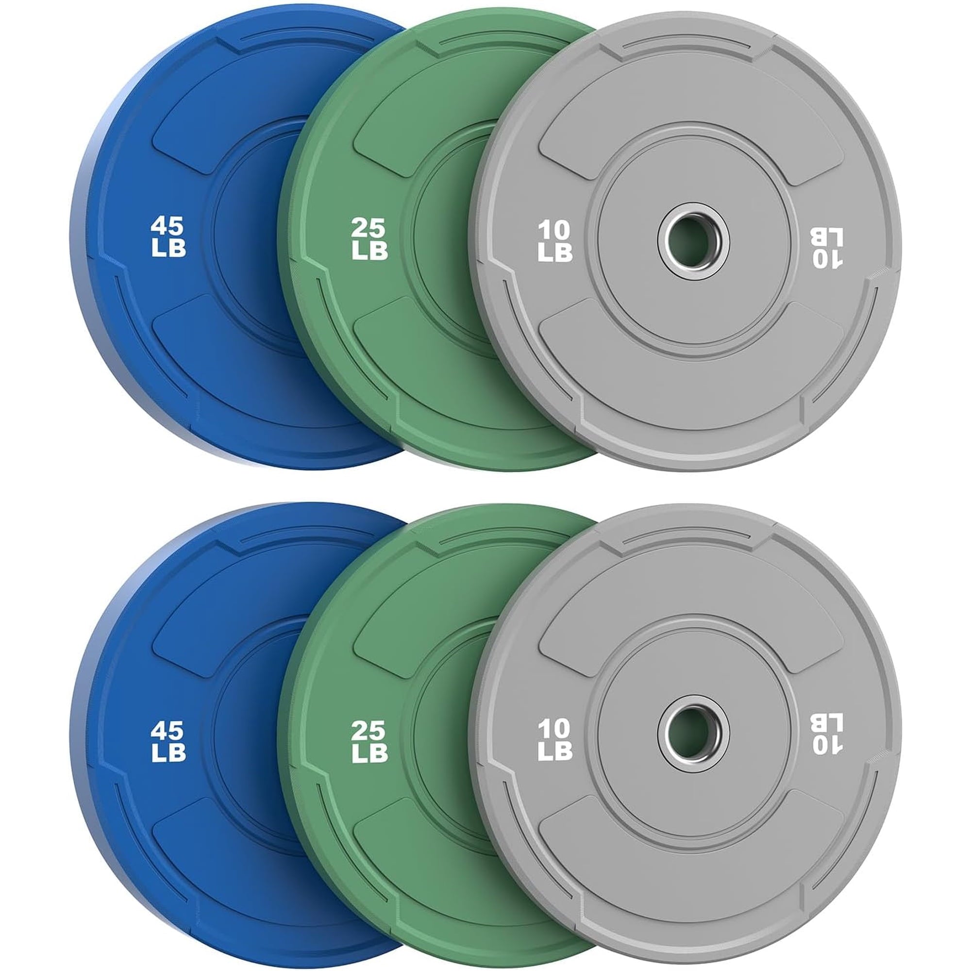 2-Inch Olympic Bumper Plates Set, 6Pcs(each pair 10,25,45 lb) Colored Virgin Rubber Weight Barbell Plates for Strength Training, Home Gym Weightlifting
