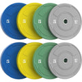 2-Inch Olympic Bumper Plates Set, 8Pcs(each pair 10,25,35,45 lb) Colored Virgin Rubber Weight Barbell Plates for Strength Training, Home Gym Weightlifting