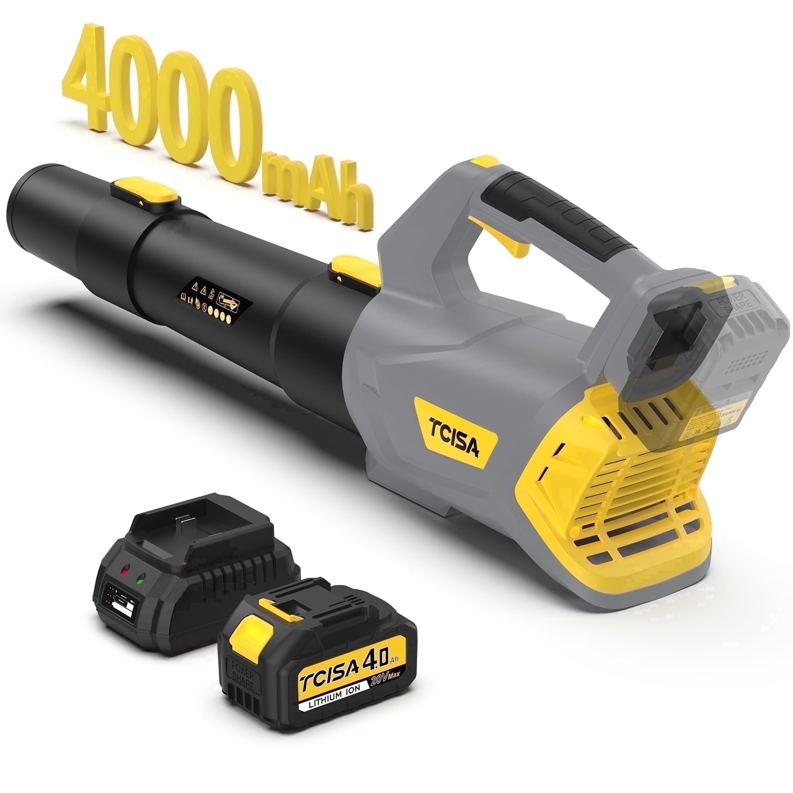 Vecukty 20V Cordless Leaf Blower with 4000mAh Battery and Charger, Lightweight Handheld Leaf Blower Cordless, 450CFM 160MPH Power for Yard, Lawn, Garage & Garden