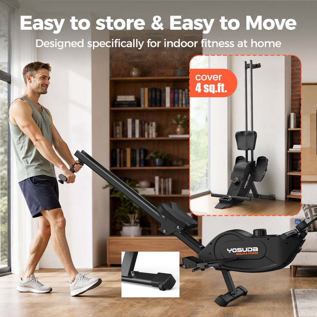 YOSUDA Magnetic Rowing Machine 350lbs Weight Capacity, Foldable Rower for Home Use with 16-Level Max 115lbs Adjustable Resistance and Bluetooth, Tablet Holder