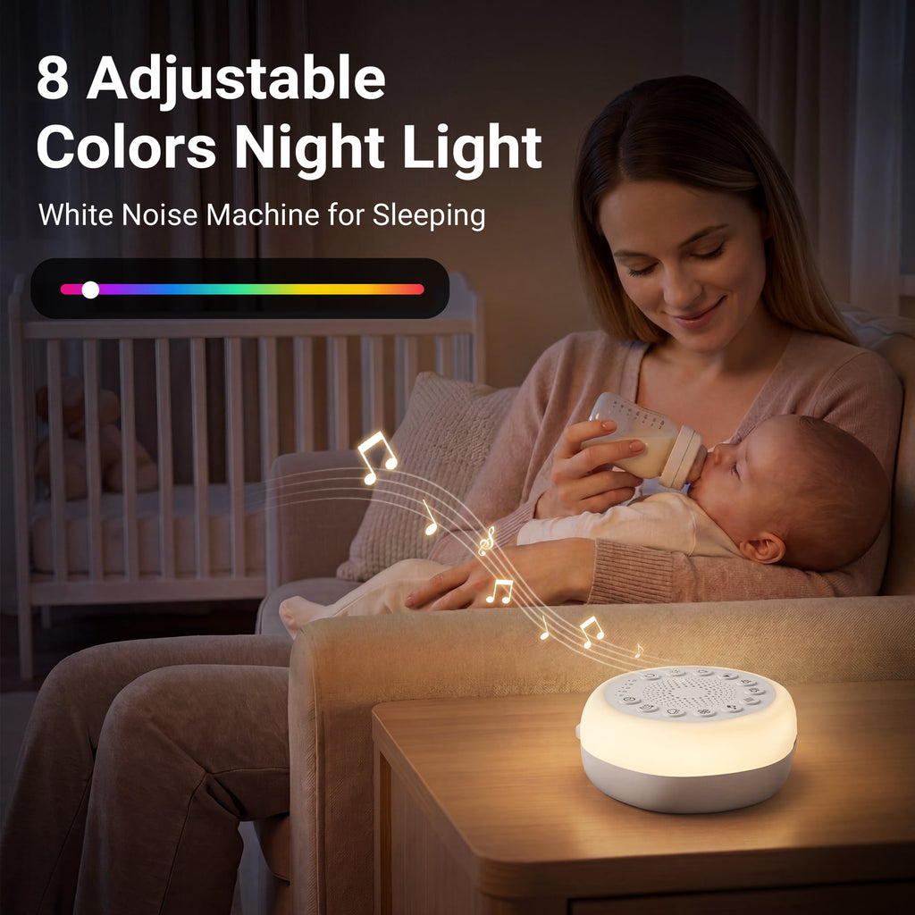 Radsen Sound Machine Night Lights, White Noise Machine with 27 Soothing Sounds, 8 Colors Nightlight and 4 Timer, Sleep Sounds Machine for Baby Kids Adult & Home Office Travel