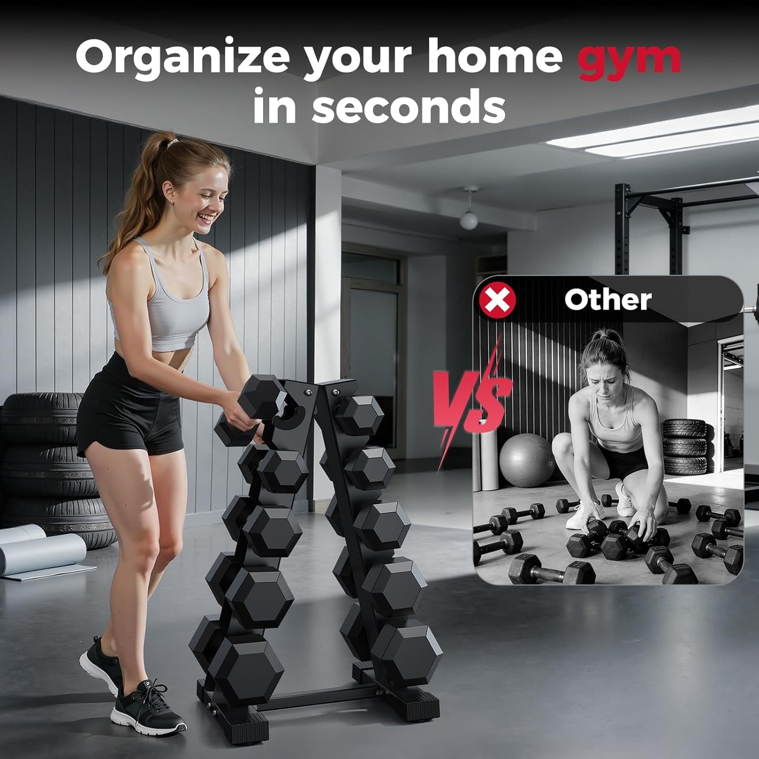 Dumbbell Rack Stand Only 5 Tier, Weight Rack for Dumbbells Compact A-Frame Home Gym Space Saver, 480 LBS Weight Capacity