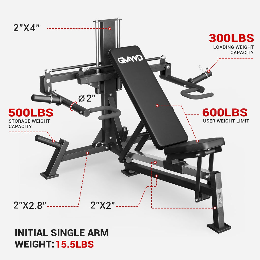 GMWD V7 Chest Press Machine, Bench Press Machine with Independent Converging Arms, Adjustable Incline Flat Bench for Chest, Shoulder Workouts for Home Gym,Home Gyms Equiepment