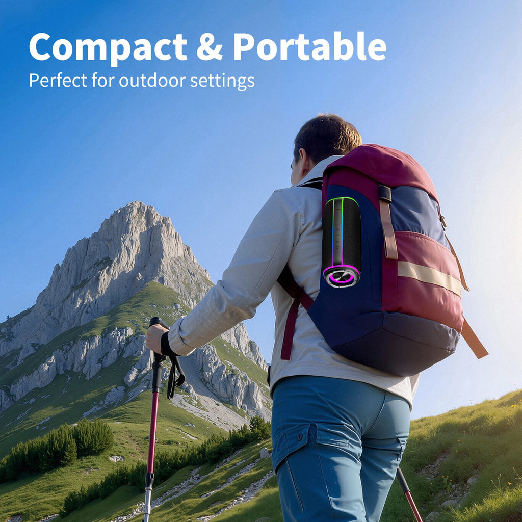 Portable Bluetooth Speaker, 30W Deep Bass Wireless Speaker with 55mm Driver, Bluetooth 5.4, IPX7 Waterproof, 4000mAh Battery, 24H Playtime, TWS Pairing, 11 RGB Light Modes for Outdoor Beach Camping S