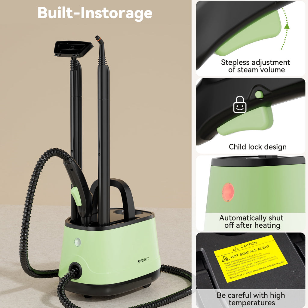 Vecukty Steam Cleaner, Powerful Steam Mop with 14 Accessories for Home Use, Floor, Window, Car Seat, Carpet, Tile, Grout
