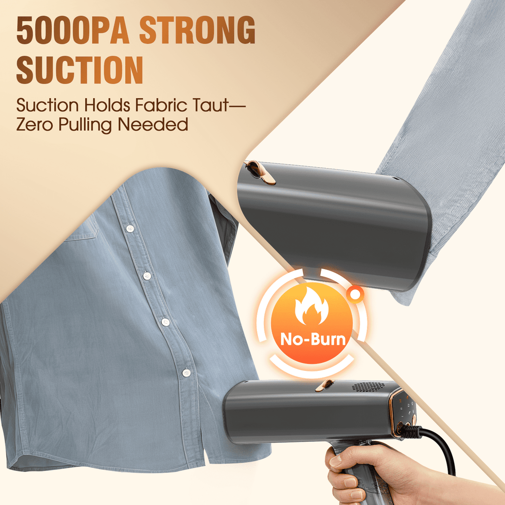 Loheer Vacuum Steamer for Clothes, 5000Pa Suction Handheld Clothes Steamer Multiple mode Portable Travel Steamers & Ironing 2 in 1 & 440ml Water Tank