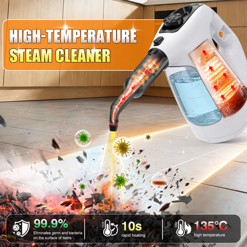 EXLUVON Handheld Steam Cleaner, 1500W Pressurized 10s Instant Heat Steam Cleaner for Home, Upgrade 15fl oz Tank, Lightweight Portable Steamer for Cleaning Kitchen, Grout, Furniture, Couch Car and Bat