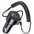 72W USB C Car Charger, 3-Port Fast Charger Adapter with Dual 36W PD & QC3.0, Multi-Protection Compact Car Charger for iPhone Samsung Google Pixel iPad Switch - 12V/24V Vehicles