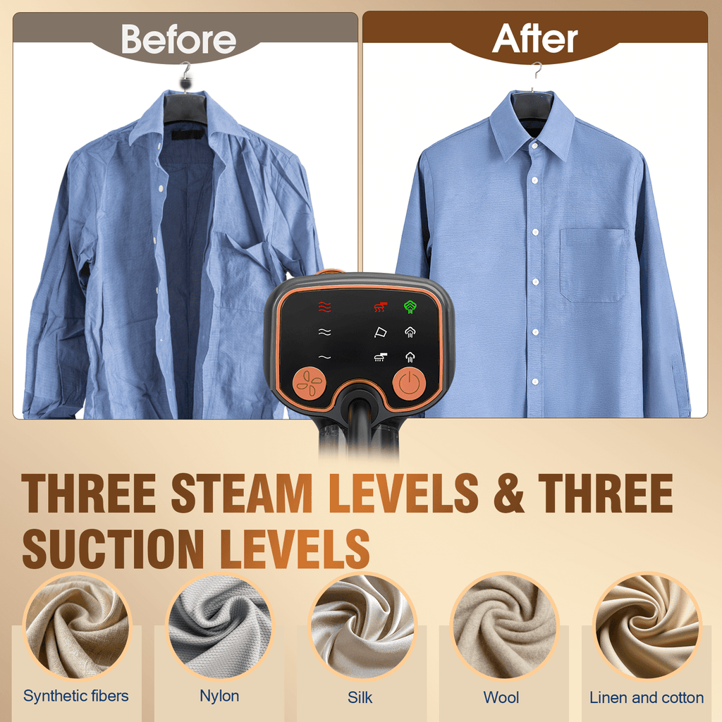 Loheer Vacuum Steamer for Clothes, 5000Pa Suction Handheld Clothes Steamer Multiple mode Portable Travel Steamers & Ironing 2 in 1 & 440ml Water Tank