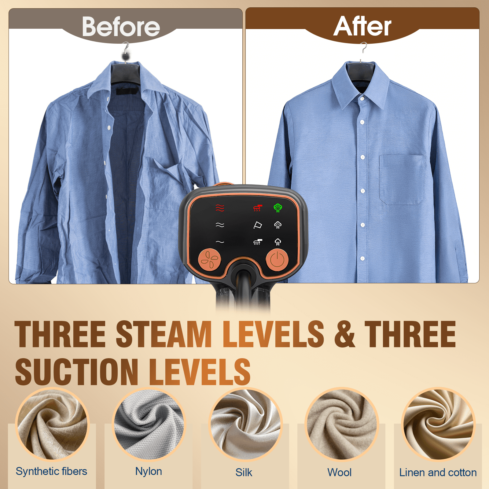 Loheer Vacuum Steamer for Clothes, 5000Pa Suction Handheld Clothes Steamer Multiple mode Portable Travel Steamers & Ironing 2 in 1 & 440ml Water Tank