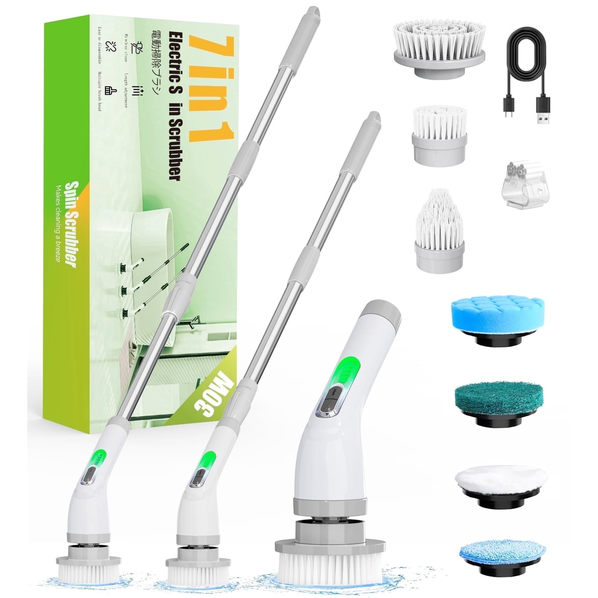 LOHEER Electric Spin Scrubber, Cordless Bathroom Scrubber Cleaning Brush for Floor, Bathtub, Kitchen