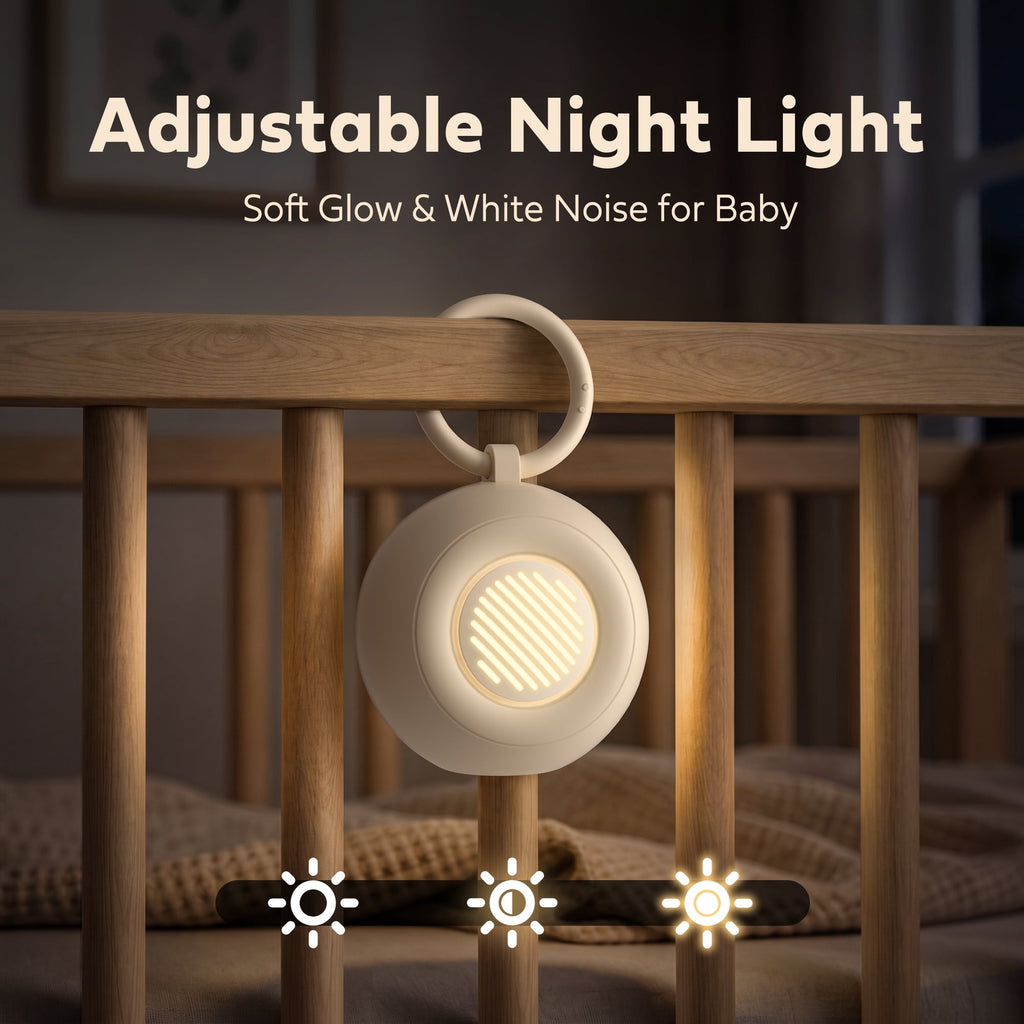White Noise Machine for Baby Adult Sleep, Portable Sound Machine with Cry Detection, 15 Soothing Sounds, 20H, Night Light & Timer– Baby Essentials for Nursery Home Travel
