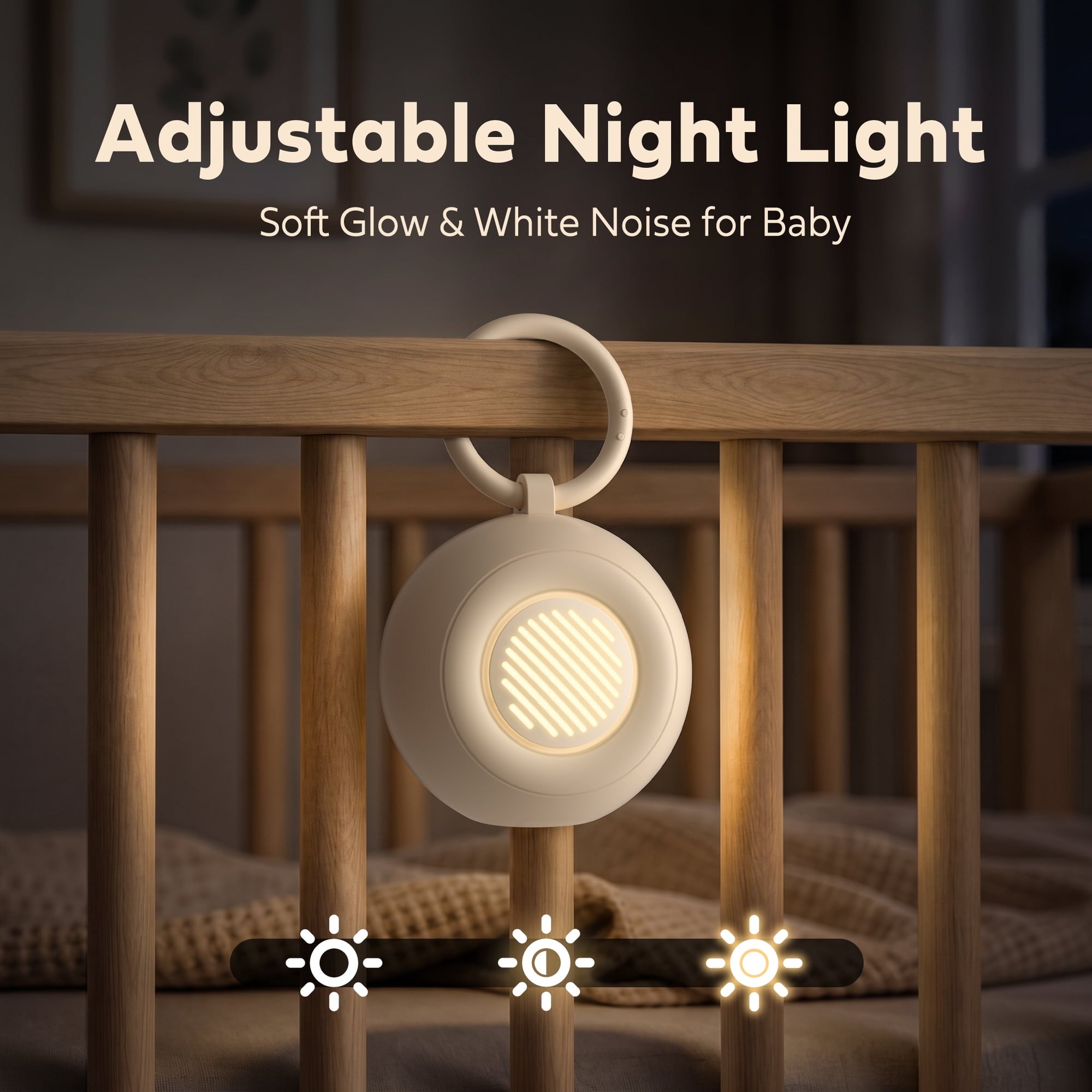 White Noise Machine for Baby Adult Sleep, Portable Sound Machine with Cry Detection, 15 Soothing Sounds, 20H, Night Light & Timer– Baby Essentials for Nursery Home Travel