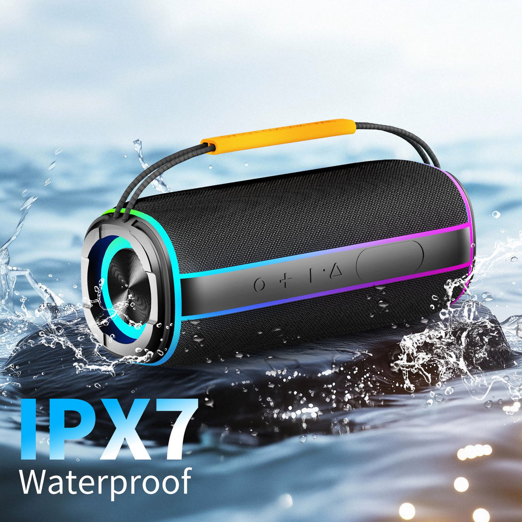 Portable Bluetooth Speaker, 30W Deep Bass Wireless Speaker with 55mm Driver, Bluetooth 5.4, IPX7 Waterproof, 4000mAh Battery, 24H Playtime, TWS Pairing, 11 RGB Light Modes for Outdoor Beach Camping S