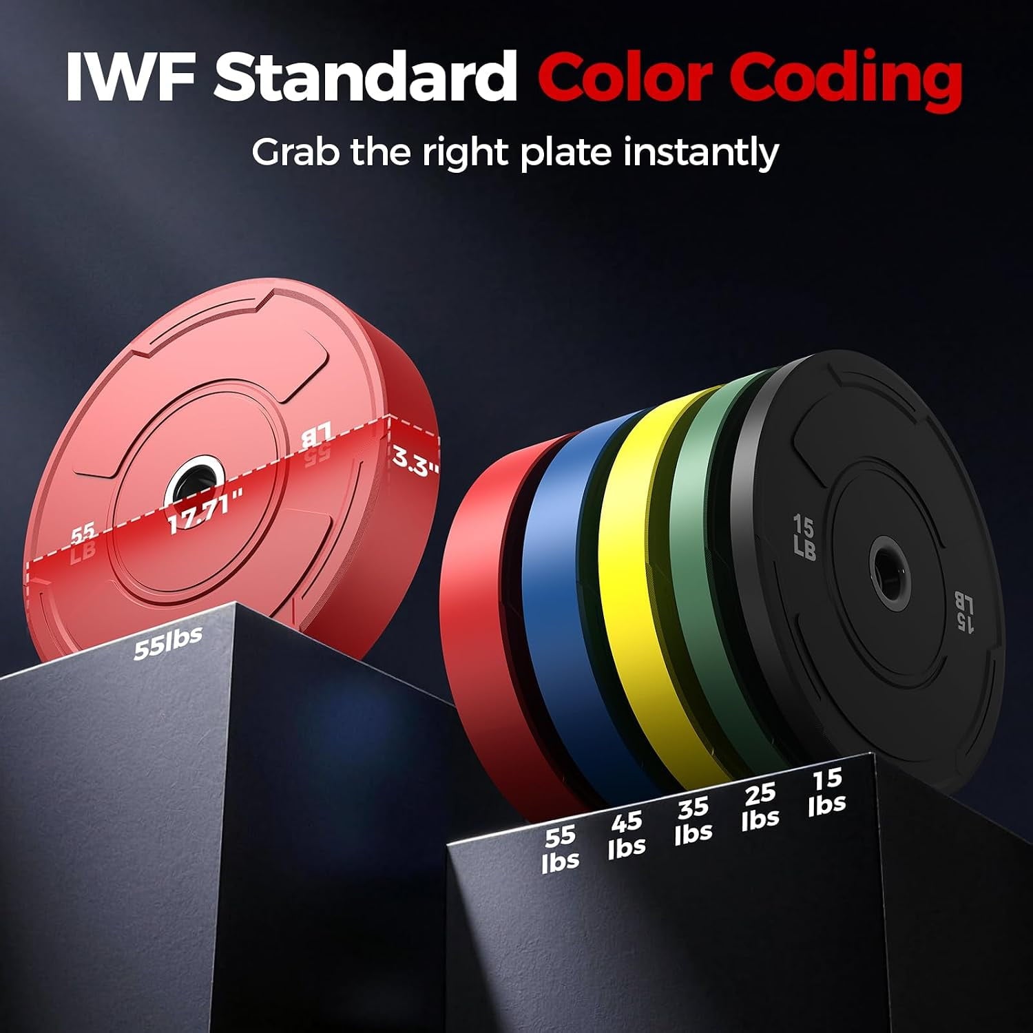 2-Inch Olympic Bumper Plates Set, 6Pcs(each pair 10,25,45 lb) Colored Virgin Rubber Weight Barbell Plates for Strength Training, Home Gym Weightlifting