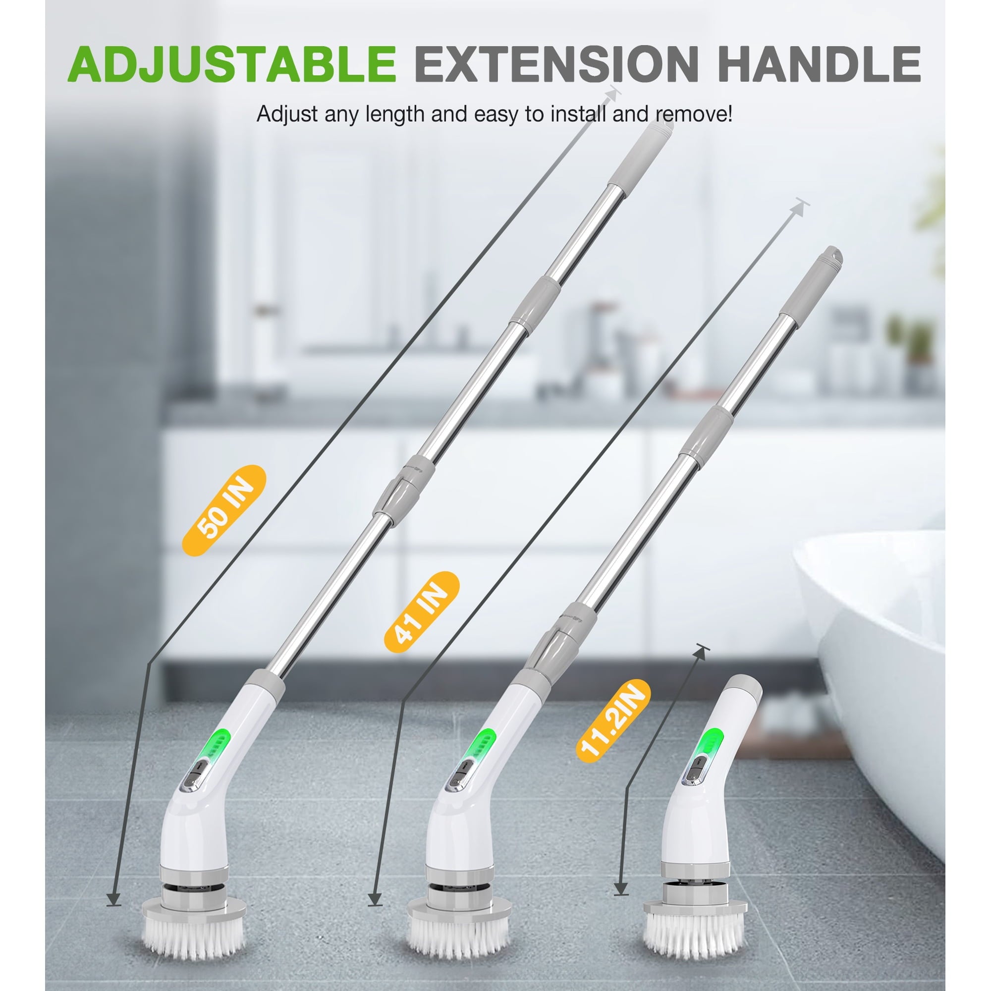 LOHEER Electric Spin Scrubber, Cordless Bathroom Scrubber Cleaning Brush for Floor, Bathtub, Kitchen