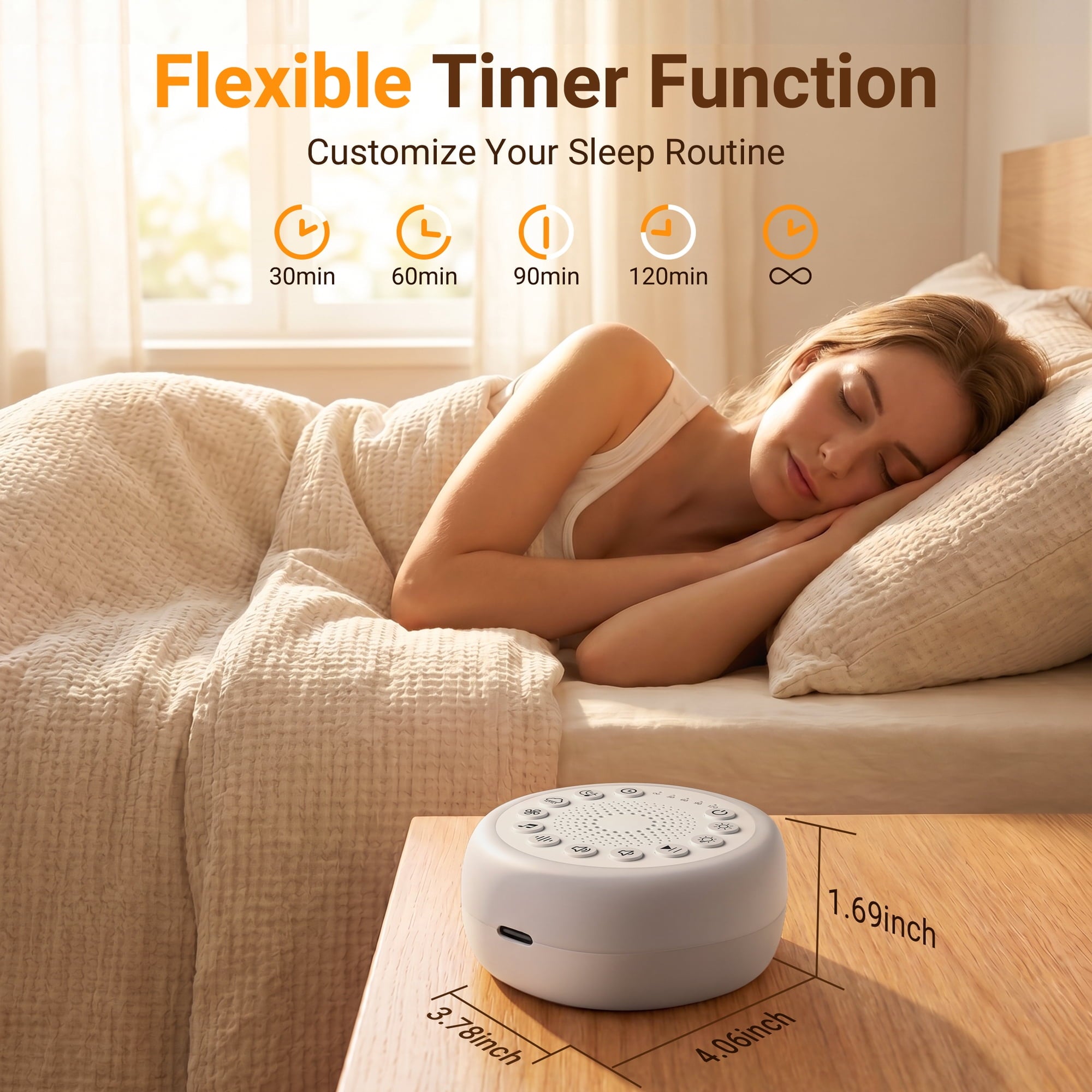 Radsen Sound Machine Night Lights, White Noise Machine with 27 Soothing Sounds, 8 Colors Nightlight and 4 Timer, Sleep Sounds Machine for Baby Kids Adult & Home Office Travel