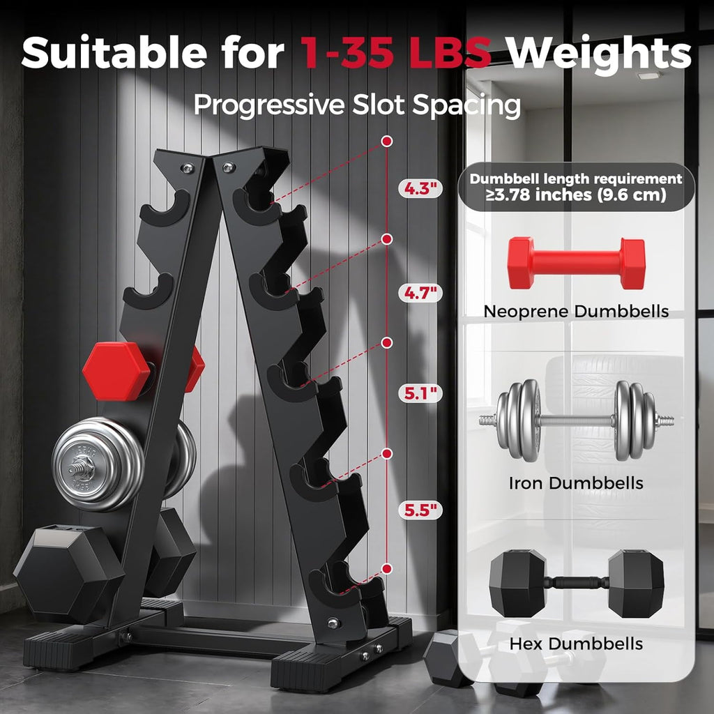 Dumbbell Rack Stand Only 5 Tier, Weight Rack for Dumbbells Compact A-Frame Home Gym Space Saver, 480 LBS Weight Capacity